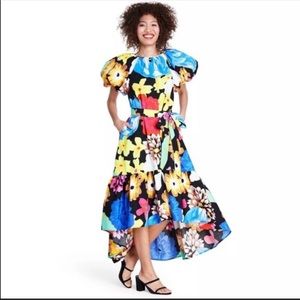 Christopher John Rogers Large cotton flower dress with ballon sleeves.